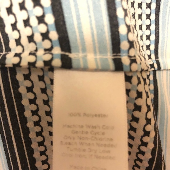 Talbots Striped Blouse Short Sleeve Blue Black Tan Size 6 - Picture 8 of 8